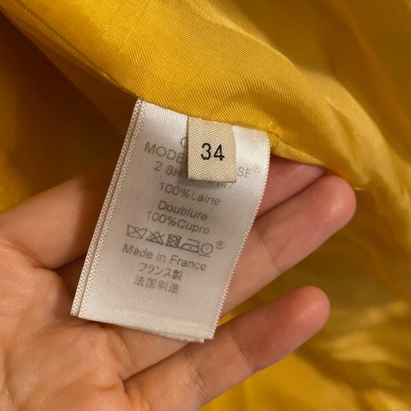 Mustard Yellow Wool Crombie Coat Celine - Picture 4 of 4